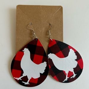 Buffalo Plaid Chicken Earrings